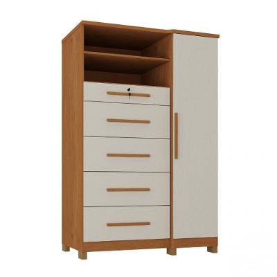Cômoda com Sapateira Imperial 5 Gavetas em MDF com Puxador em MDF Bege Cinamomo Areia