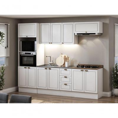 Cozinha Completa Modulada 5 Peças Americana MDF MDP 270cm Branco e Ebano Genialflex Móveis