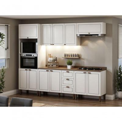 Cozinha Completa Modulada Americana 5 Portas 3 Gavetas MDF MDP Branco e Ebano Genialflex Móveis