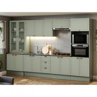 Cozinha Completa Modulada 6 Peças Americana 10 Portas 3 Gavetas Verde Mint-ebano Genialflex Móveis