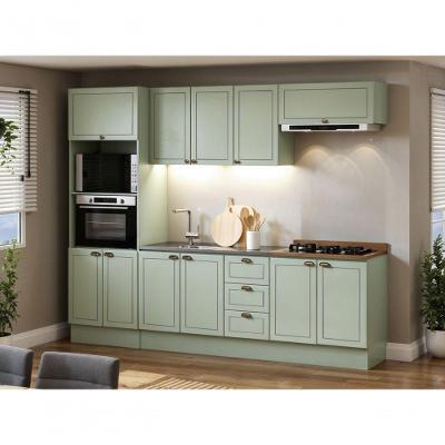 Cozinha Completa Modulada 5 Peças Americana 6 Portas 3 Gavetas Verde Mint-ebano Genialflex Móveis