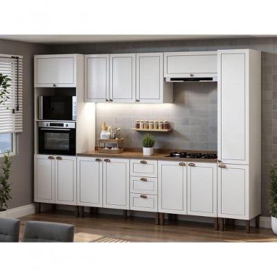 Cozinha Completa Americana 6 Módulos 12 Portas 3 Gavetas 310cm Branco-ebano Genialflex Móveis