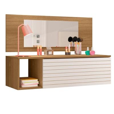 Penteadeira Suspensa Maquiagem Com Espelho Moderna Mdp-mdf Nature Off White