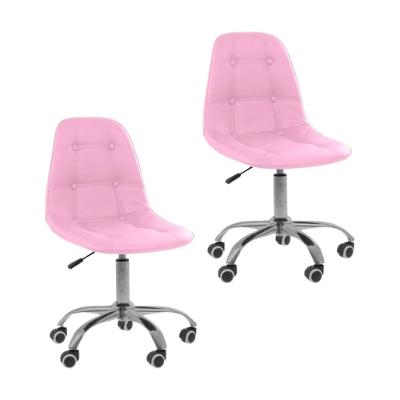Kit 02 Cadeiras Oficial Office Eiffel Botonê Ajustável Rosa