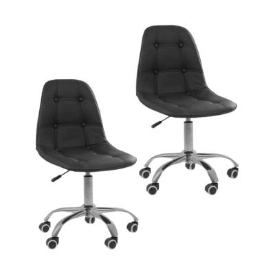 Kit 2 Cadeiras Office Eiffel Botonê Ajustável Oficial Preto