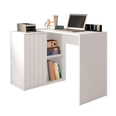 Escrivaninha para Escritório Tech com 1 Porta Ripada MDF-MDP 140cm Branco Fosco Caemmun Móveis