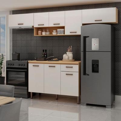 Cozinha Completa 5 Peças 8 Portas 1 Gaveta Essência Freijó Branco MDF Genialflex Móveis