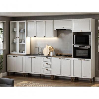 Cozinha Completa Modulada Americana 6 Portas 3 Gavetas MDF MDP Branco e Ebano Genialflex Móveis