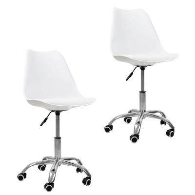 Kit 2 Cadeiras Saarinen Office Oficial Cromada Giratória