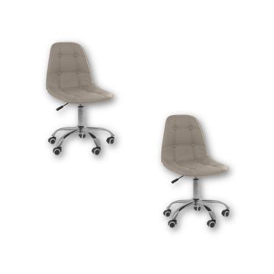 Kit 02 Cadeiras Oficial Office Eiffel Botonê Ajustável Bege