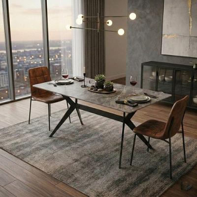 Mesa de Jantar Pandora Retangular Tampo de Granito 140CM Cinza Caemmun Móveis