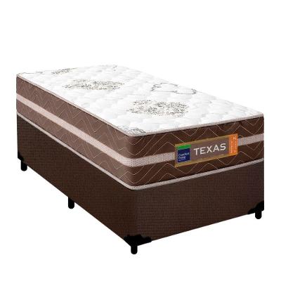 Cama Box Solteiro Suede + Colchão Molas Ensacadas Texas Colchões 88cm - Suporta Até 120 Kg Por Pessoa Cor:marrom
