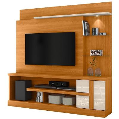 Estante Painel Para Tv 55 Pol 181cm Com Led Poiema M07 Cinamomo Off White - Lyam Decor