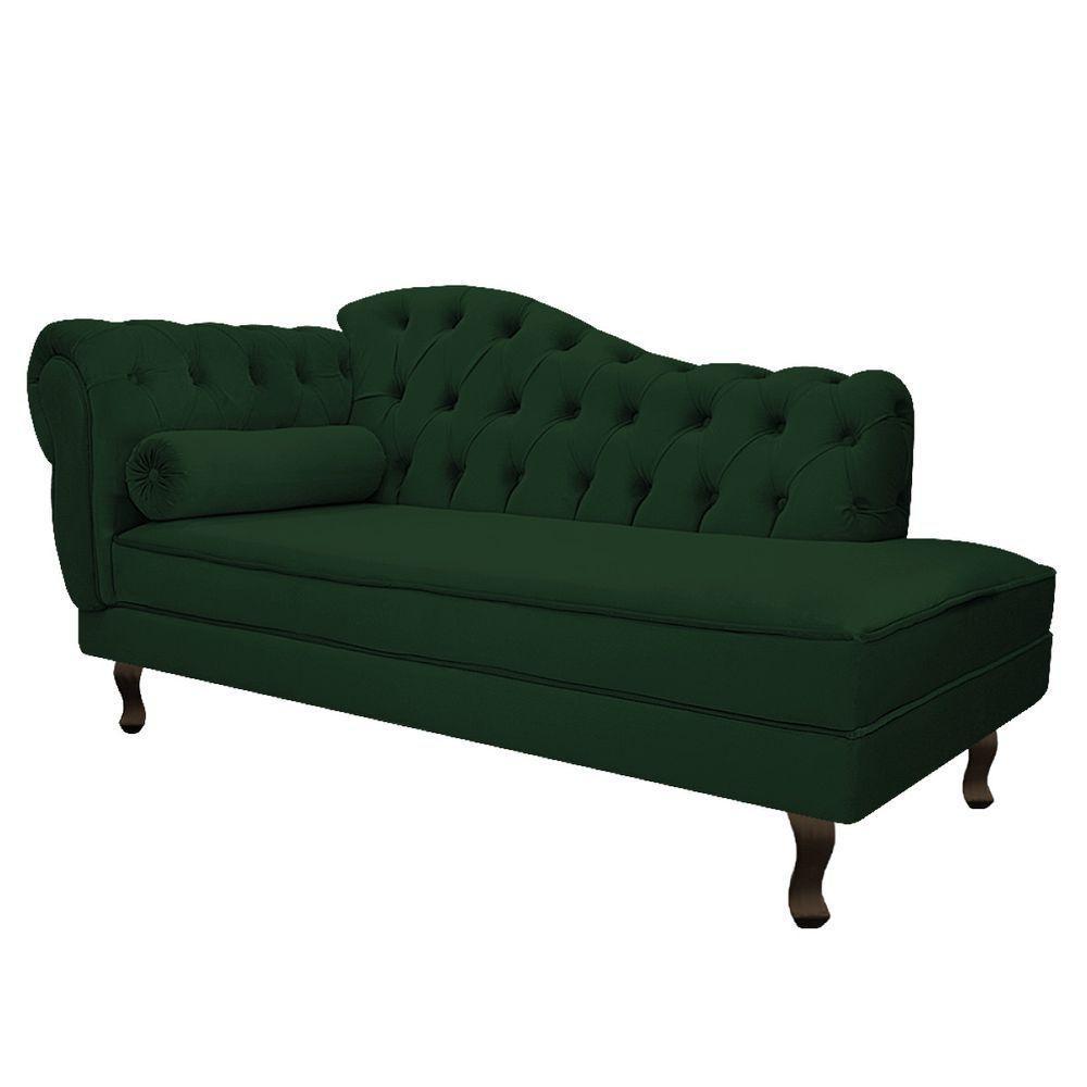 Kit Diva Recamier Diana 160Cm Lado Direito E 01 Poltrona Classic Suede - Doce Sonho Móveis Verde - 5