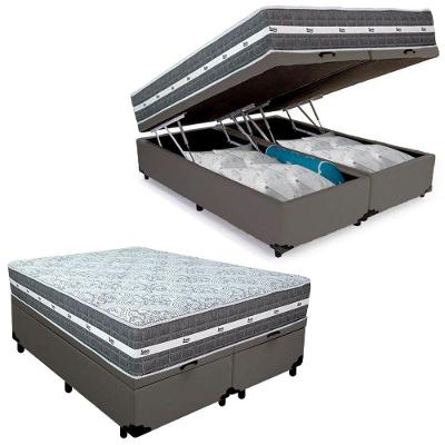 Cama Box Baú Casal Bipartido Black Graphite Molas Ensacadas Cinza Anjos