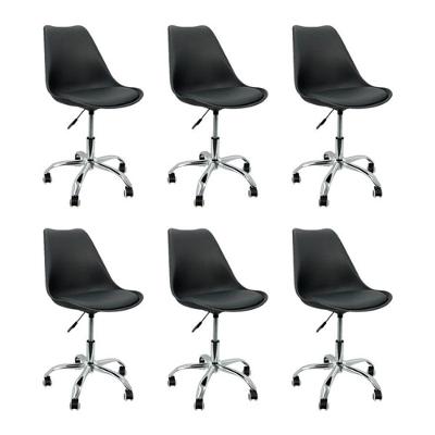 Kit 6 Cadeiras Saarinen Office Executiva Couro Sintético Base Giratória Preto Decoreshop