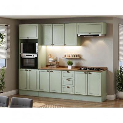Cozinha Completa 5Pçs Americana MDF MDP 270cm Verde Mint e Ebano Genialflex Móveis