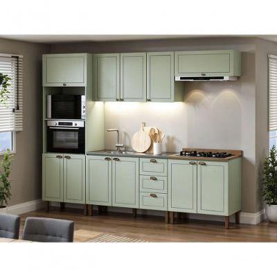 Cozinha Completa Modulada 5 Peças Americana MDF-MDP 270cm Verde Mint-ebano Genialflex Móveis