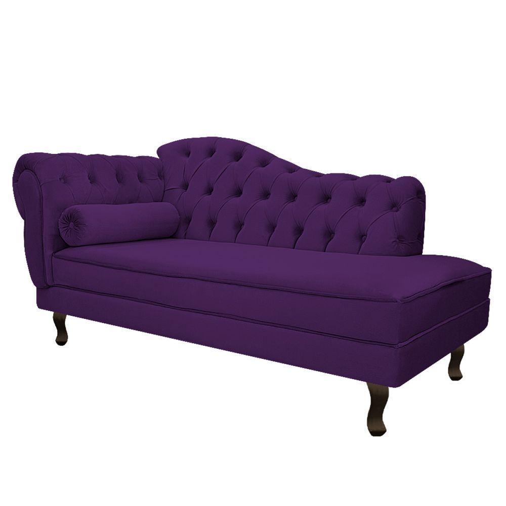 Kit Diva Recamier Diana 140Cm Lado Direito E 02 Poltronas Julia Suede - Doce Sonho Móveis Roxo - 5