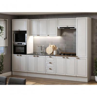 Cozinha Completa 6 Peças Americana 10 Portas 3 Gavetas MDF-MDP 310cm Branco-ebano Genialflex Móveis
