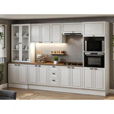 Cozinha Completa Americana 6 Peças MDF MDP 350cm Branco-ebano Genialflex Móveis