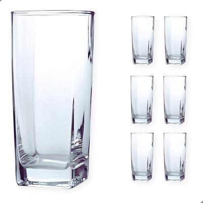Jogo de Copos de Vidro Quadrado 300ML Texas Miami Bali para Suco Transparente