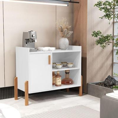 Aparador Luxor Moderno 1 Porta MDP 80CM Branco SAL Movelaria