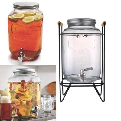Suqueira de Vidro 8L com Suporte de Metal Dispenser Retrô Premium