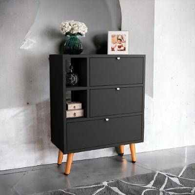 Aparador Classic 3 Gavetas MDF 65,5CM Preto JM3