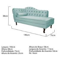 Kit Diva Recamier Diana 140Cm Lado Direito E 01 Poltrona Suede - Doce Sonho Móveis Azul Tiffany - 3