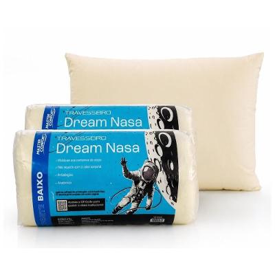 Kit 2 Travesseiros Dream Nasa Rolinho 50x70cm Viscoelastico Perfil Baixo Ortopedico Antialergico