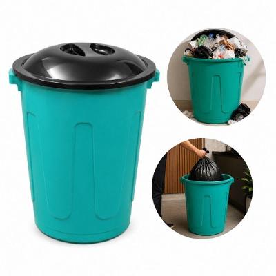 Cesto de Lixo Balde 60L Plástico Tampa Redonda Verde