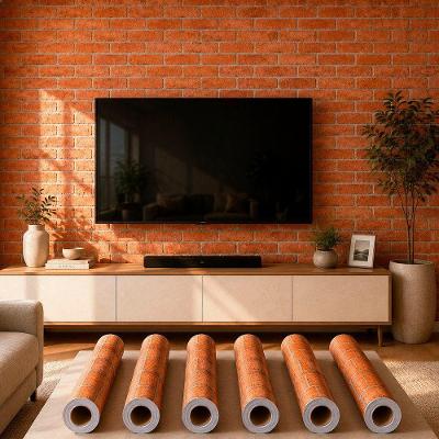 Kit 6 Rolos Adesivo Decorativo Tijolos 5mx45cm 13,5m2 Marrom