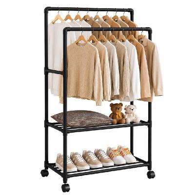 Arara Organizadora Dupla 2 Prateleiras Metal 56cm com Rodízios