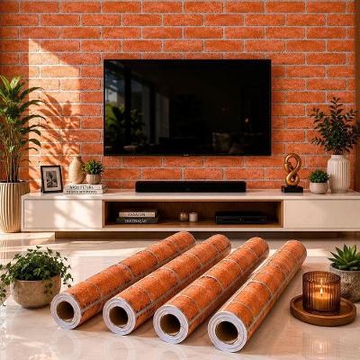 Kit 4 Rolos Adesivos Decorativos Tijolos 5mx45cm 9,0m2 Marrom