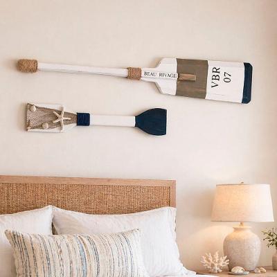 Remos Decorativo de Parede Kit 2 Pecas Madeira Branco para Sala Varanda Quarto e Casa Praia