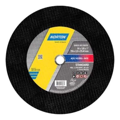 Disco de Corte 10 Pol 2 Telas Furo 3-4 Pol Standard 66252850813 para Metais Norton