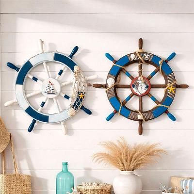Kit 2 Timão Leme Náutico Decorativo Parede Casa Praia Mar Oceano Azul 45cm