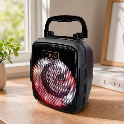 Caixa de Som Portátil Bluetooth Inova com Radio FM USB TF AUX e Leds RGB Preto