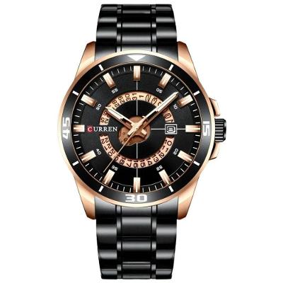 Relógio de Pulso Masculino Quartzo Analógico Aço Inox à Prova D'água Preto Curren