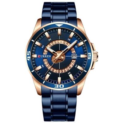 Relógio Masculino Quartzo Calendário Cronometragem Aço Inox Azul Curren