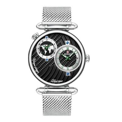 Relógio de Pulso Masculino 62002 Analógico Aço Inox Mostrador Duplo Cinza Reward