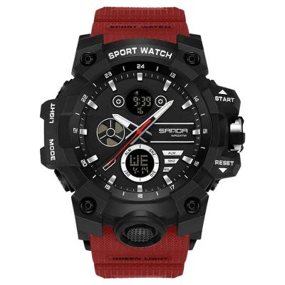 Relogio Masculino 9094 Analogico Digital Pulseira Silicone Duplo Horario Vermelho Sanda