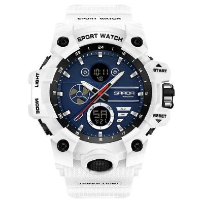 Relogio Masculino 9094 Analogico e Digital Silicone Branco Sanda