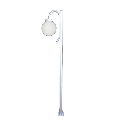 Poste Luminária Globo Braço Curvo Baixo Jardim 200cm Branco Ouro Minas