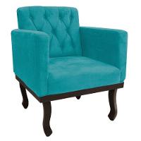 Kit Diva Recamier Diana 160Cm Lado Direito E 01 Poltrona Suede - Doce Sonho Móveis Azul Turquesa