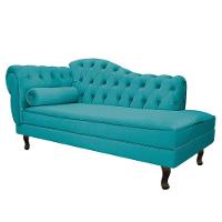 Kit Diva Recamier Diana 160Cm Lado Direito E 01 Poltrona Suede - Doce Sonho Móveis Azul Turquesa - 5