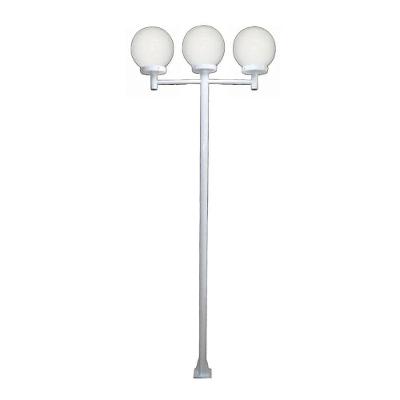 Poste Luminária Triplo Globo g Braço Reto Jardim 300cm Branco Ouro Minas