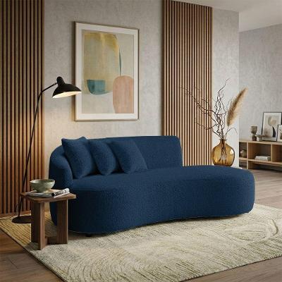 Sofá Morgan 4 Lugares 220CM Azul Bouclê D'Rossi