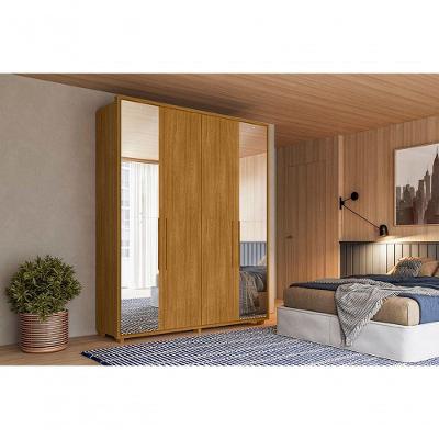 Guarda Roupa Casal Greco 4 Portas Giratórias 3 Gavetas MDF Cumaru Madetec Móveis